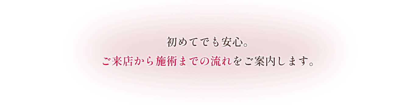 初めてでも安心。ご来店から施術までの流れをご案内します。